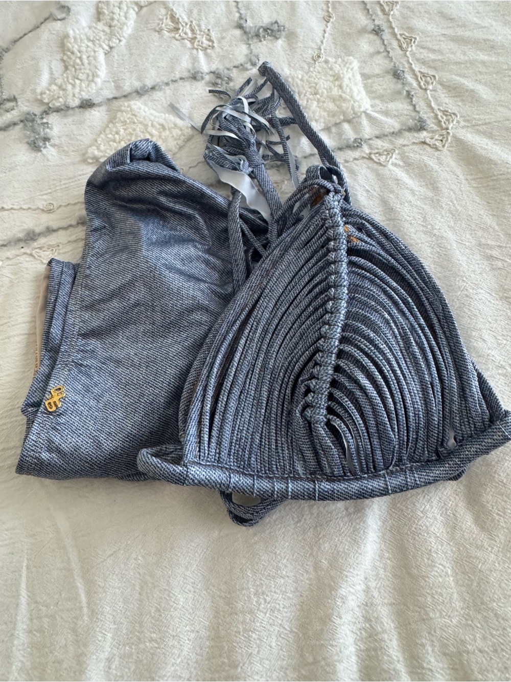 PQ Swim Blue Textured Triangle Bikini Set
Top M Bottoms S - Picture 4 of 5